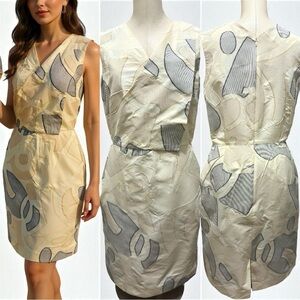 327 Piazza Sempione |NWOT Italy $795 Abstract Patchwork Sheath Dress (size US 6)